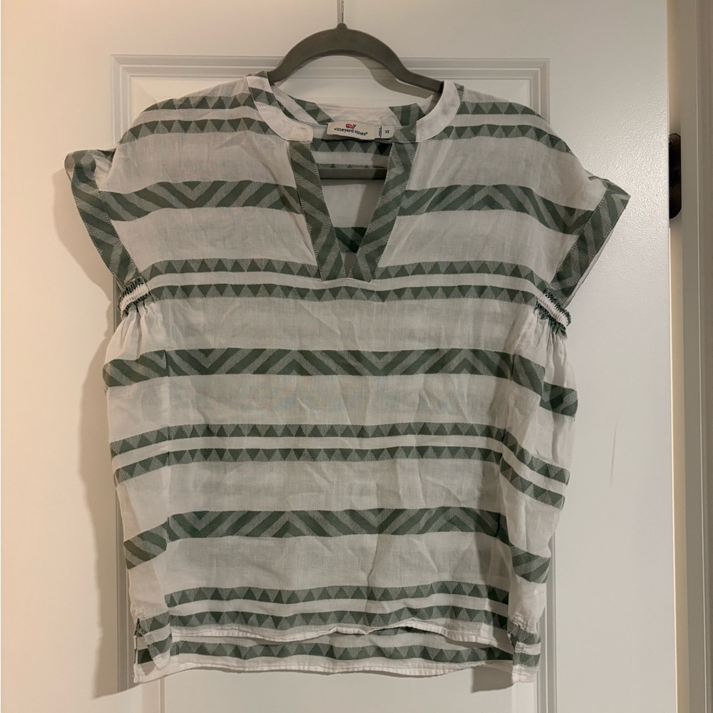 Vineyard Vines Striped Green and White Women's Top size XS